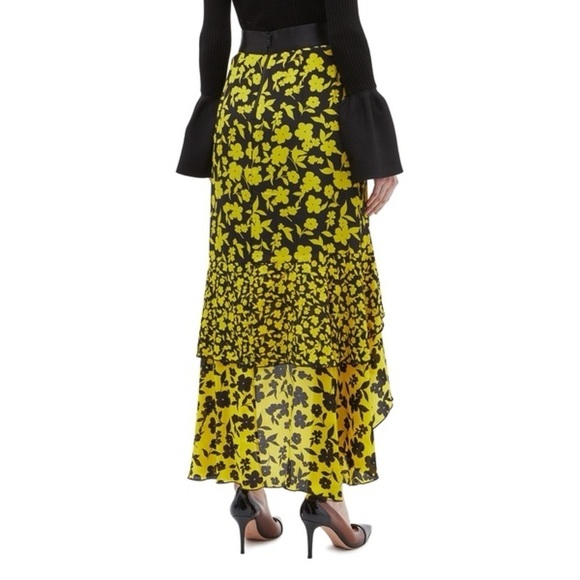 New! Alice + Olivia Sueann Silk Asymmetric Tiered Ruffle Floral Skirt 💛 size 2 - Picture 6 of 15
